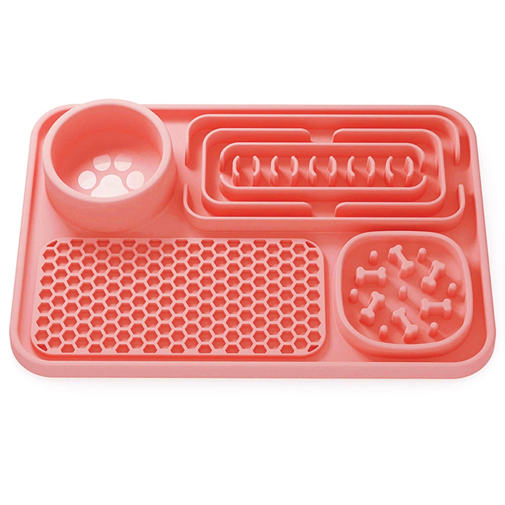 4 in 1 Dog Lick Mat Slow Feeder for Dogs & Cats, Silicone Pet Feeding Mat with Suction Cups, Dog Enrichment Toy for Anxiety Relief, Slow Feeding Treat Mat