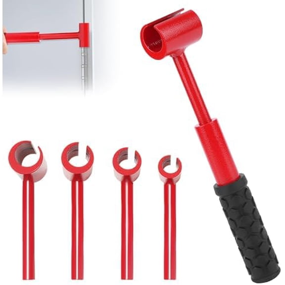 4 in 1 Door Hinge Adjustment Tool, Multi-Size Hinge Gap Adjustment Wrench Tool Set for Round Bolt Standard Gauge 0.53-0.97 Inch, Stainless Steel Hinge Wrench with Rubber Handle for Repair