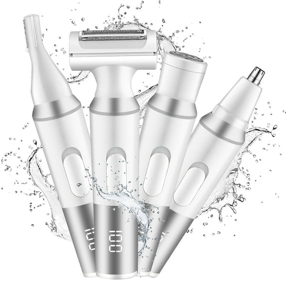 Hoeylife 4 in 1 Electric Razors for Women, Electric Shaver for Women, Pubic Hair Trimmers,Lady Electric Bikini Shaver, Wet Dry Bikini Trimmer for Face Nose Arms Legs Pubic