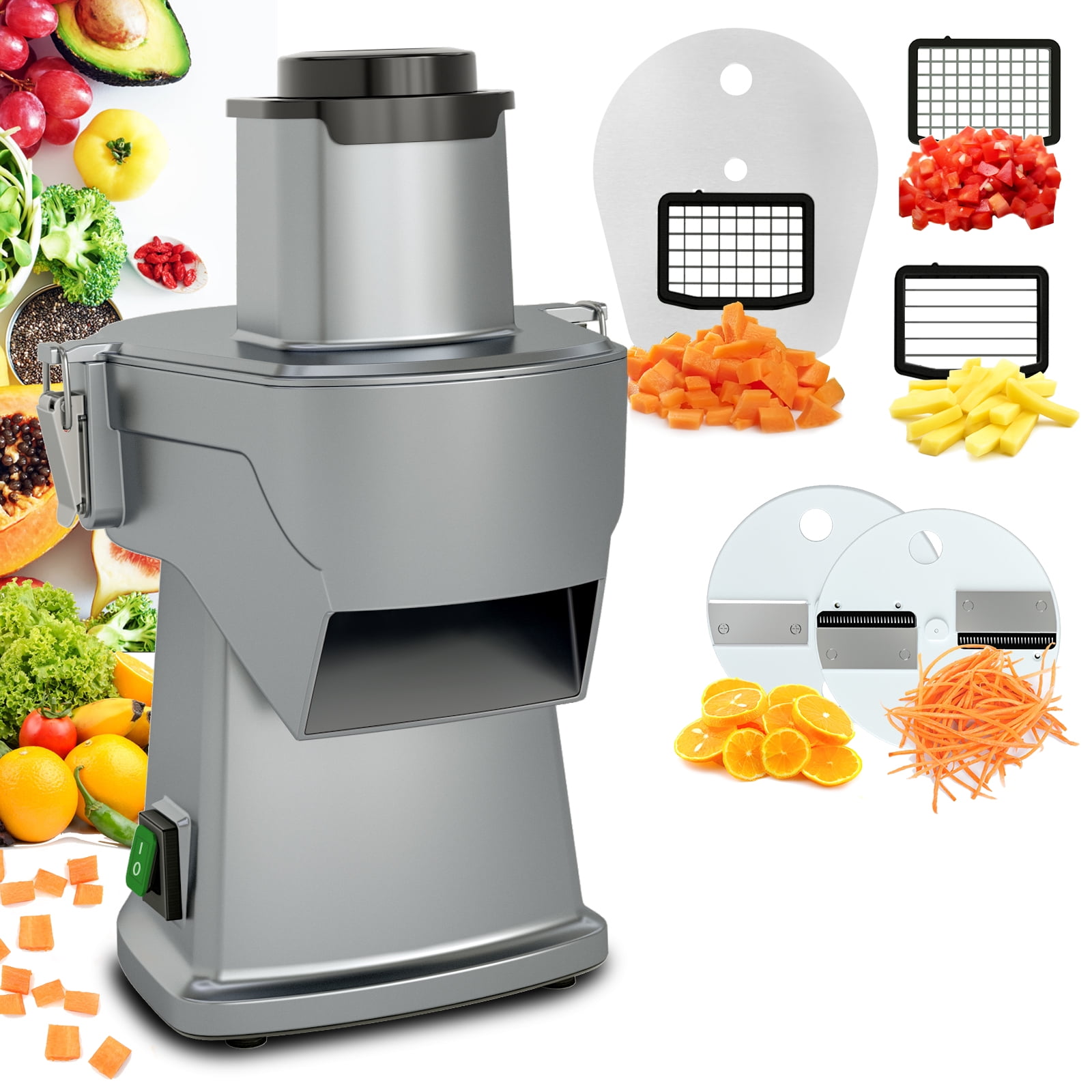 MOXAC 3 in 1 Automatic Fruit and Vegetable Chopper,Electric Vegetable Dicer  Slicer Grater,Vegetable Slicer Fruit Cutting Dicer with10mm Blades and