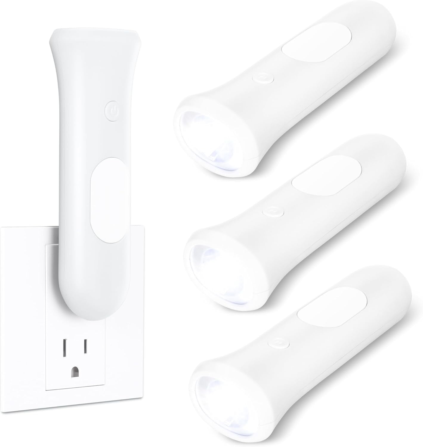 4 in 1 Emergency Lights for Home Power Failure, 3 Pcs Rechargeable LED Flashlight Plug in Wall, Automatic Turn-On Power Outage Night Light Flashlight for Hurricane Preparedness Items