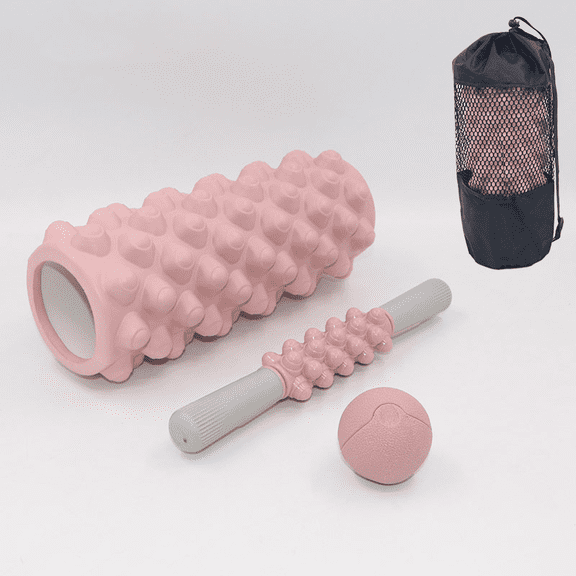 4 in 1 Foam Roller Set Trigger Point Foam Roller, Massage Roller Stick, Massage Ball for Deep Muscle Massage Pilates Yoga, Fitness Exercise for Whole Body