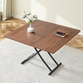 thumbnail image 1 of 4 in 1 Folding Dining Table, Modern Coffee Table with Walnut Textured Desktop & Black Metal Legs, Multifunctional Office Table, Rectangular Dressing Table for Living Room, Dining Room, Office, 1 of 9