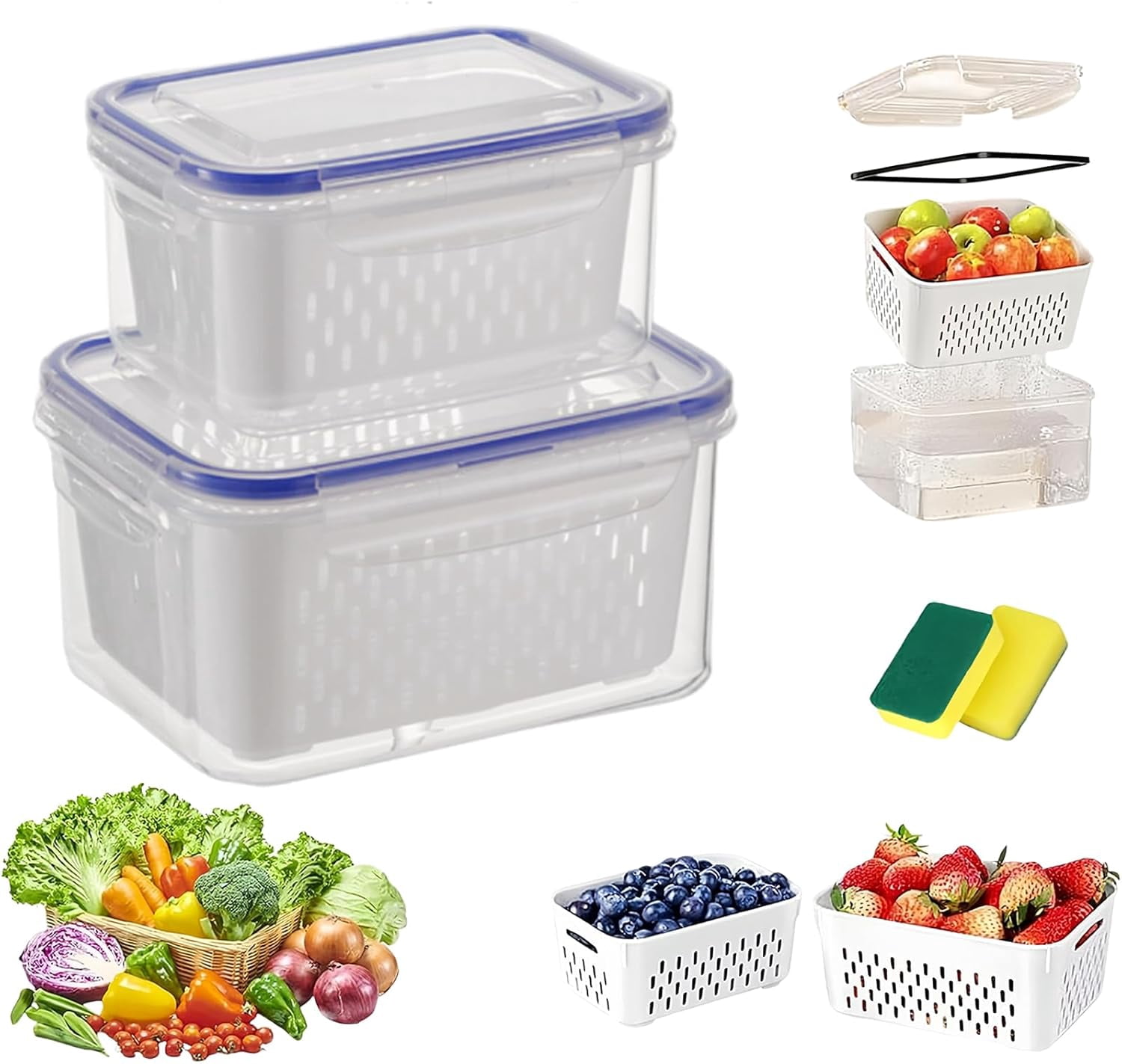 4 in 1 Food Storage Container, 2026 Household Transparent Plastic Food
