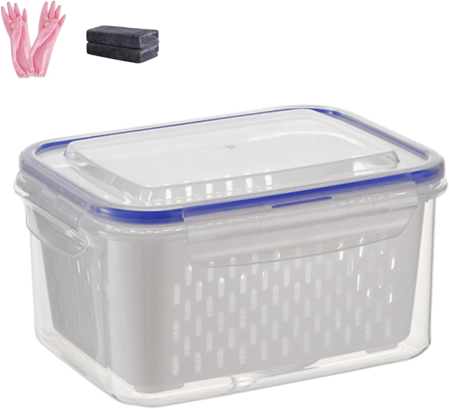 4 In 1 Food Storage Container, Premium Transparent Plastic Food Storage Box With Drain Basket – Multifunctional Airtight Container For Vegetables & Kitchen Organization
