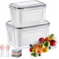 thumbnail image 1 of 4 In 1 Food Storage Container, Premium Transparent Plastic Food Storage Box With Drain Basket, Multifunctional Fruit Storage Containers for Fridge Stainers Fruits, Vegetables Keeper, 1 of 9