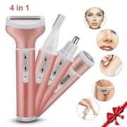 SUNSHINE CRACKERS 4 in 1 Hair Removal for Women Electric Shaver Ladies Razor Hair Remover Epilator USB Rechargeable Cordless for Face Nose Eyebrows Bikini Armpit Leg Body Hair Trimmer
