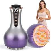 4 in 1 Handheld Body Massage Device, Portable Electric Massager with EMS , Vibration & Red Light, 35 Adjustable Intensity, Rechargeable Full Body Massager for Face, Neck, Belly, Arms & Legs