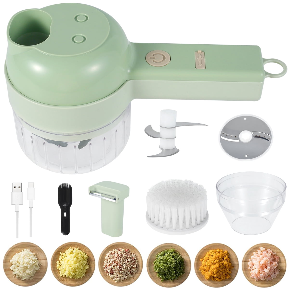 4 In 1 Portable Electric Vegetable Cutter Set, 2022 New Handheld Usb  Rechargeable Food Choppers and Dicers, Upgrade Mini Wireless Electric  Garlic Mud