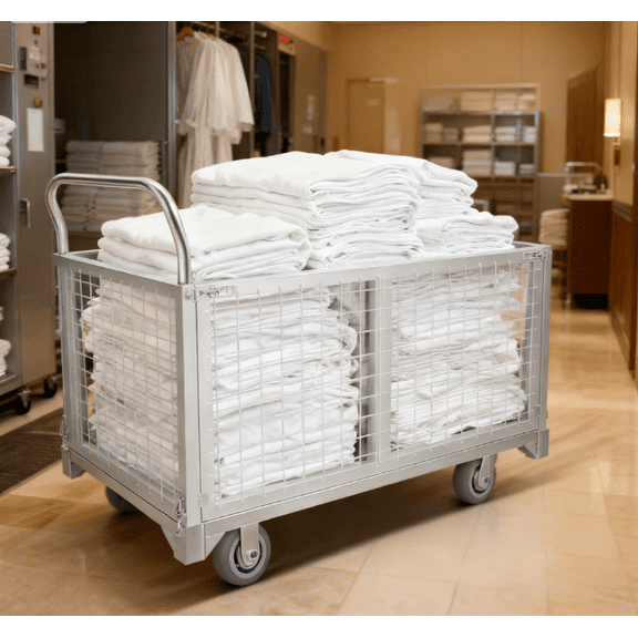 4 IN 1 Heavy Duty Platform Truck with Cage 40x23 Hand Truck Extra Large Version, 2200lbs Capacity Basket Cart with Wheels, Push Dolly with 6 Swivel Casters, Versatile Flatbed