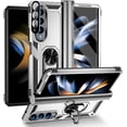 thumbnail image 1 of [4 in 1 Hinge Protection for Samsung Galaxy Z Fold 4 5G Case with Tempered Glass Screen Protector & Camera Lens Protector & Kickstand，[Military-Grade] Samsung Z Fold 4 Phone Case (Silver), 1 of 14