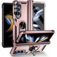 thumbnail image 1 of [4 in 1 Hinge Protection for Samsung Galaxy Z Fold 4 5G Case with Tempered Glass Screen Protector & Camera Lens Protector & Kickstand，[Military-Grade] Samsung Z Fold 4 Phone Case (Rose Gold), 1 of 14
