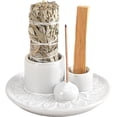 thumbnail image 1 of 4 in 1 Incense Burner Holder: Ceramic Incense Holder Sage Holder for Burning, Candle Holder Stick Incense Holder, Palo Santo Holder, Incense Tray Ash Catcher Tray for Meditation Yoga Room (White), 1 of 13