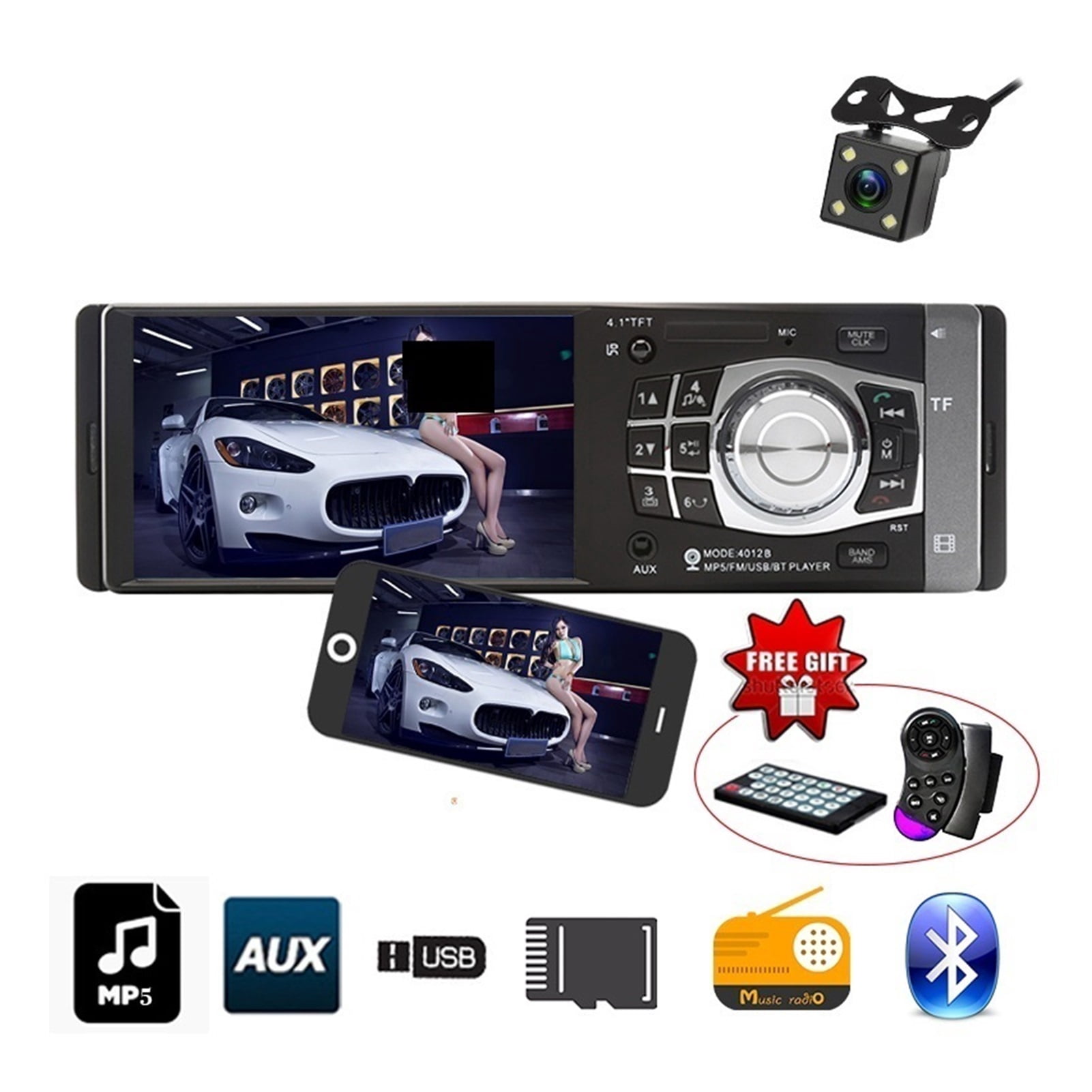 4.1 Inch 4012B FM Car Radio Auto Audio Stereo Support Rear View Camera ...