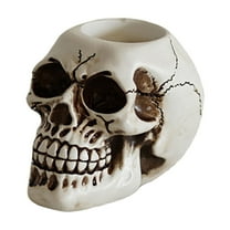 4.1 Inch Halloween Skeleton Candlestick Holder - Resin Skull Candle Stand for Tabletop, Mantel & Entryway Decor, Gothic Party Centerpiece