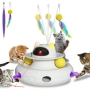 4 in 1 Interactive Cat Toys for Indoor Cats, Cat Laser Toys with 360°Rotation, Interactive Exercise Play Kitten Toy,Automatic Cat Wand Toys,Track Balls,Indoor Exercise Cat Kicker with USB Rechargeable