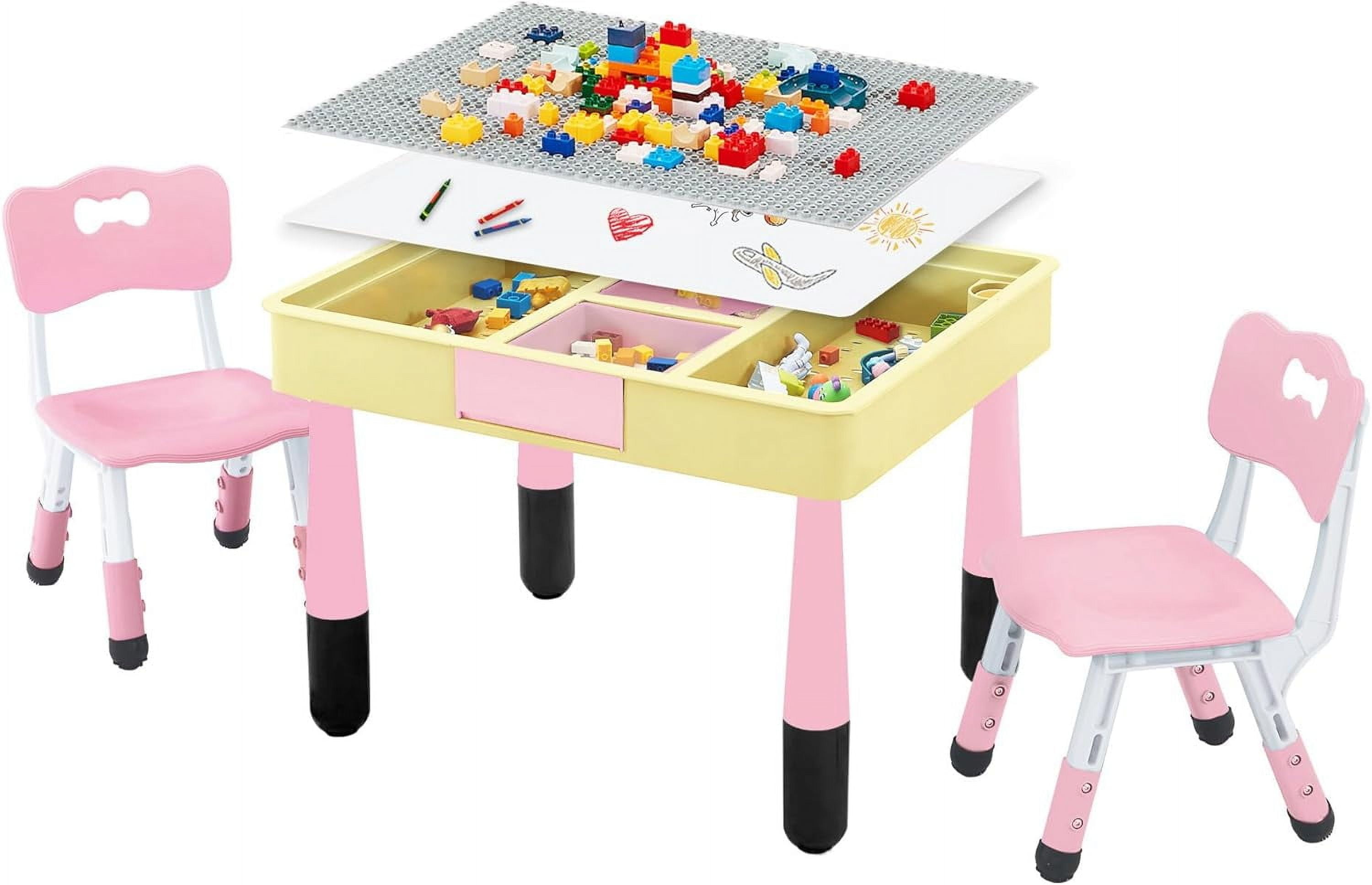 4 in 1 Kids Table and Chairs Set, Toddler Table and Chair Set for Kids ...