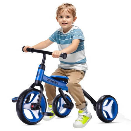 4 In 1 Kids Tricycle For 2-5 Years Old Toddler, Folding Toddler Balance Bike With Removable Pedals, Birthday Gift & Toys For Boy And Girl, Balance Training For Baby Balance Bike Infant Trike