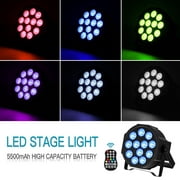 4 in 1 LED Built-in Battery PAR Light Strobe Light Color Mixing PAR Lights Stage Lighting with Remote Control Sound Activated for Parties Weddings Bars KTV Disco DJ Shows Concerts