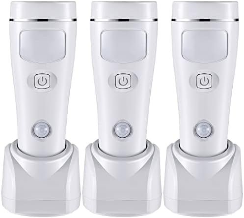 4 in 1 LED Rechargeable Plug in Flashlights, 3 Pack LED Emergency Lights for Home Power Failure, Plug in Power Outage Light, Power Failure Light with Motion Detection (White) White White White