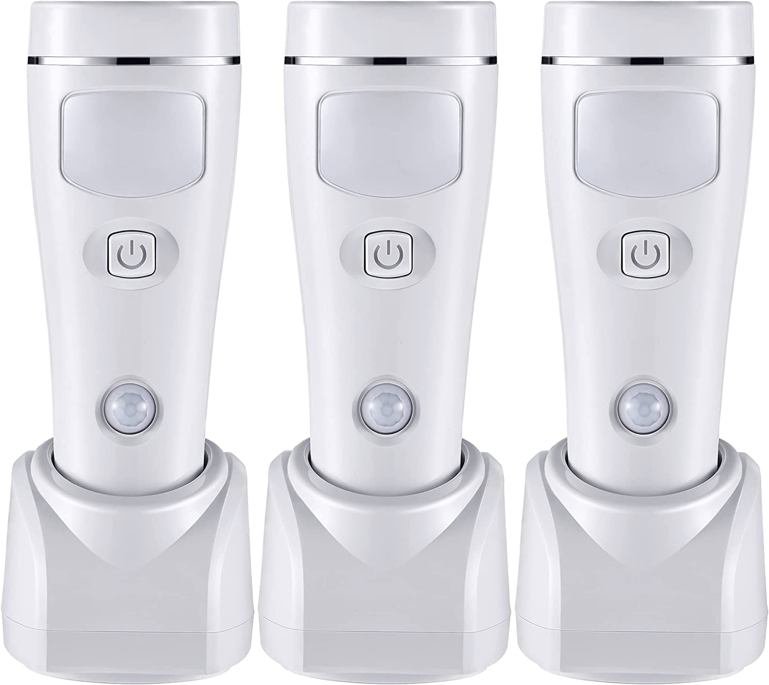 4 in 1 LED Rechargeable Plug in Flashlights, 3 Pack LED Emergency Lights for Home Power Failure, Plug in Power Outage Light, Power Failure Light with Motion Detection (White)
