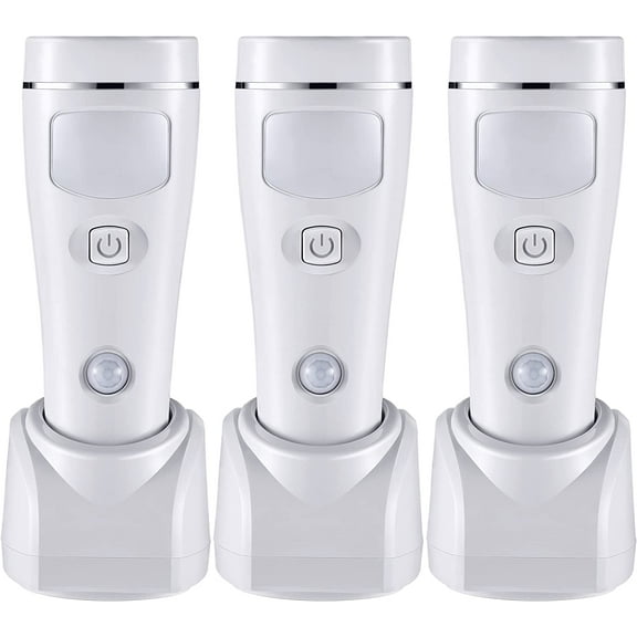 4 in 1 LED Rechargeable Plug in Flashlights, 3 Pack LED Emergency Lights for Home Power Failure, Plug in Power Outage Light, Power Failure Light with Motion Detection (White)
