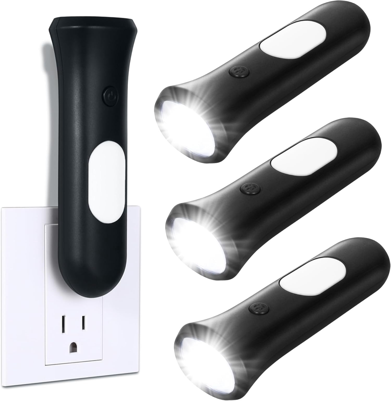 4 in 1 Lights for Power Failure, 3 count Rechargeable LED Flashlight ...