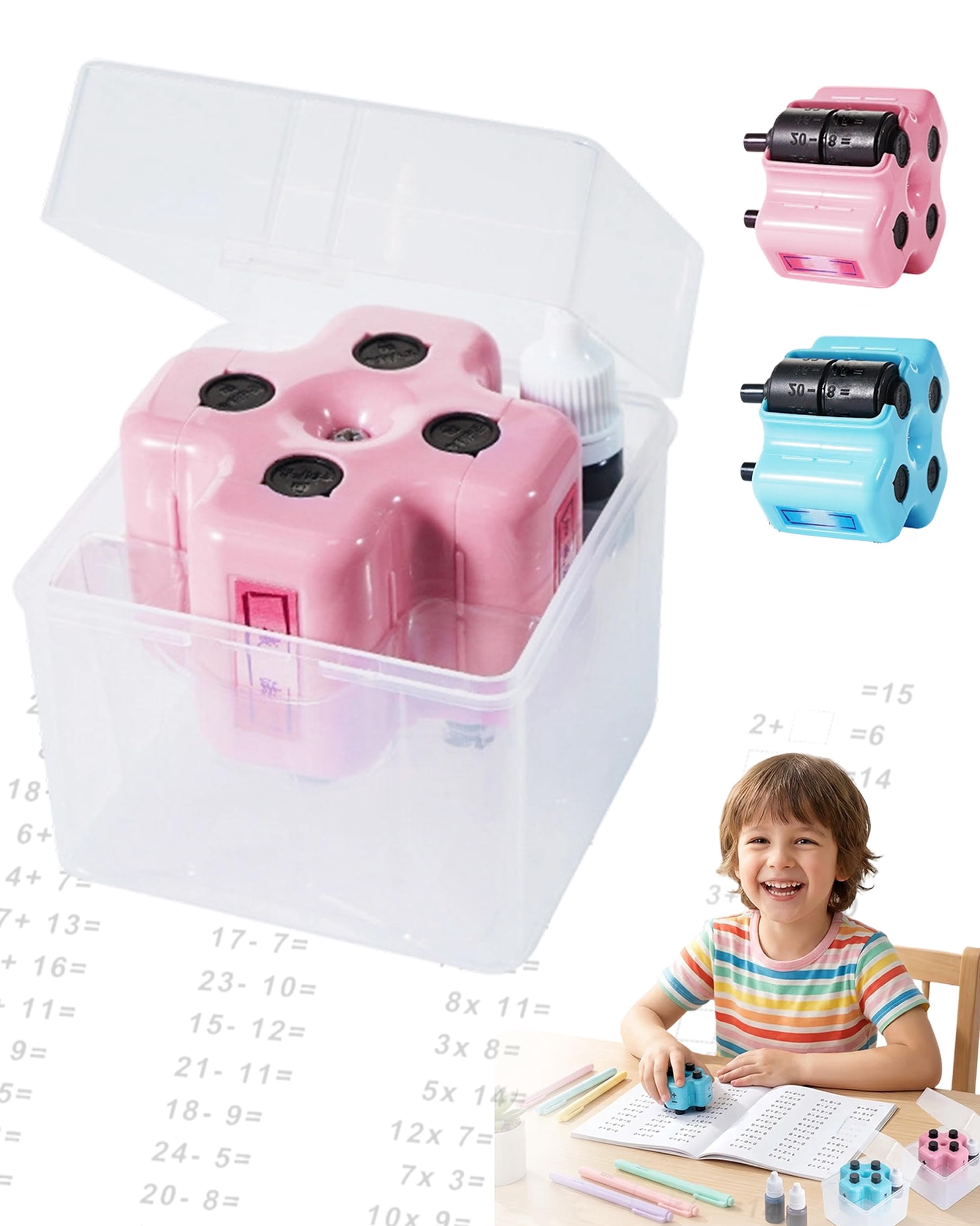 Math Roller 4 in 1 Math Stamp Roller, 4-in-1 Math Practice Roller Stamp Set with ...