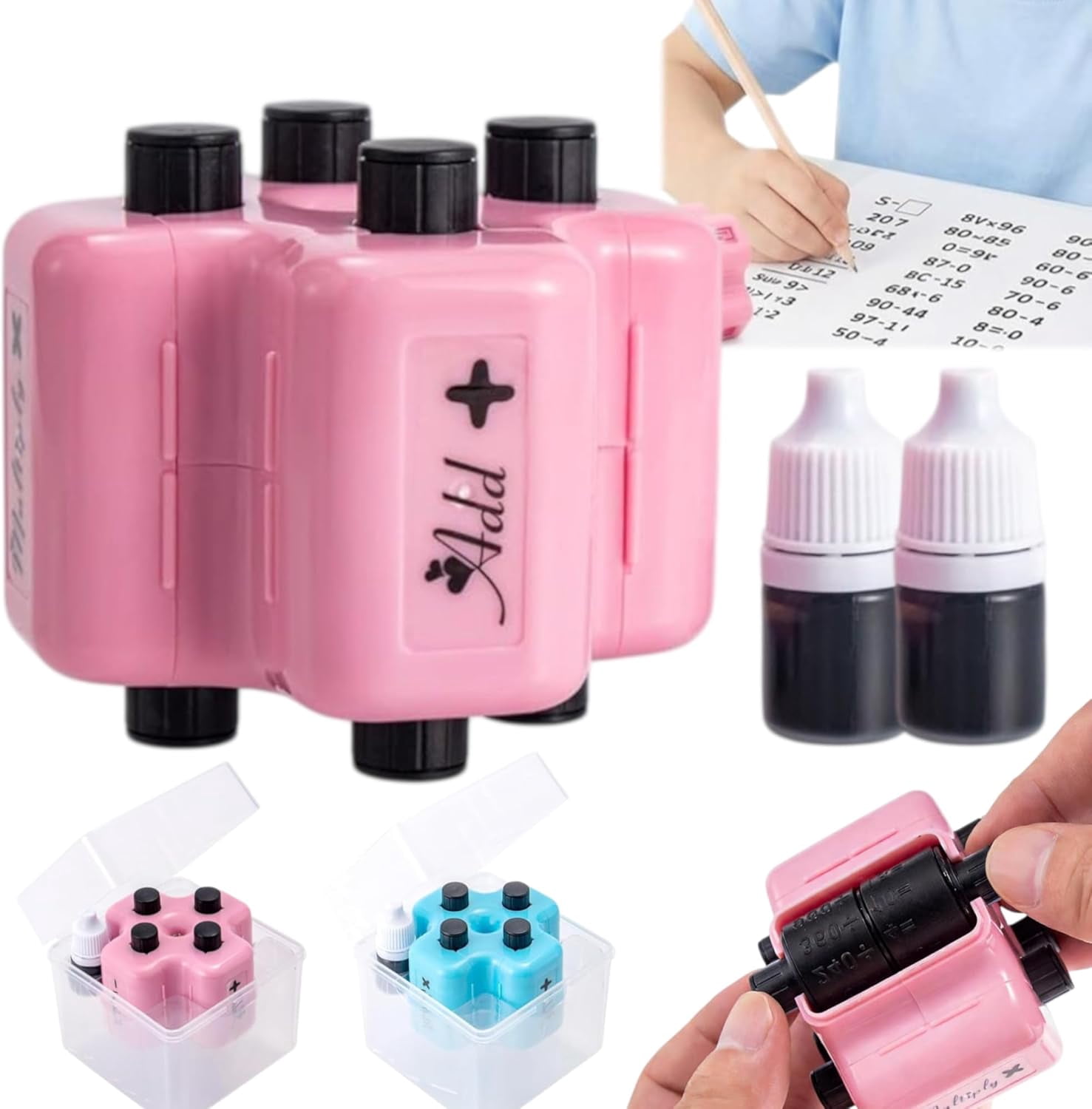 Ink Math 4 in 1 Math Stamp Roller, Math Problem Roller Stamp, Addition ...