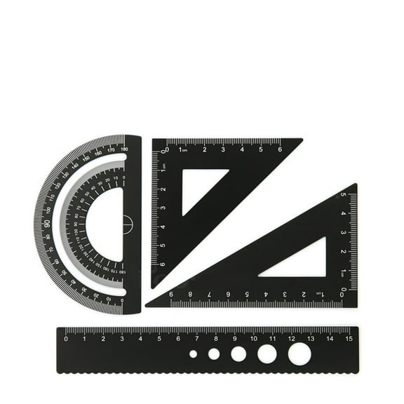 4 in 1 Metal Ruler Aluminum Alloy Angle Ruler Protractor Triangle Ruler Multifunctional Measuring Tools Set Square Goniometer ,for Accurate Evaluation