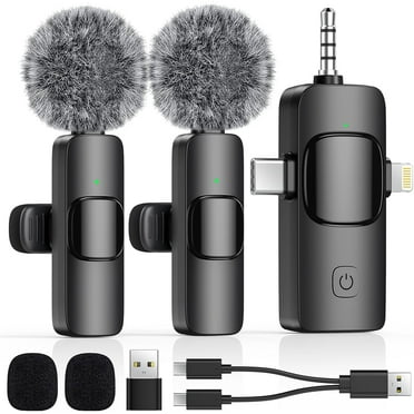 4 in 1 Mini Wireless Lavalier Microphone for All Devices (iOS, Andriod, Camera, PC) - Noise Reduction Lapel Mic for Recording, Clip on Mic, Omni Lav Mic for Video Recording, Tiktok, Youtube, Vlog