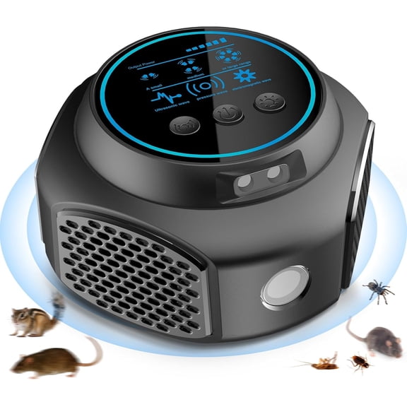 4 in 1 Mouse Repellent, 360 Ultrasonic Rodent Repellent Indoor Mice Repellent, Squirrel Pest Repeller Plug-in 4 Modes Bat Spider Deterrent Lights for Attic Garage House RV