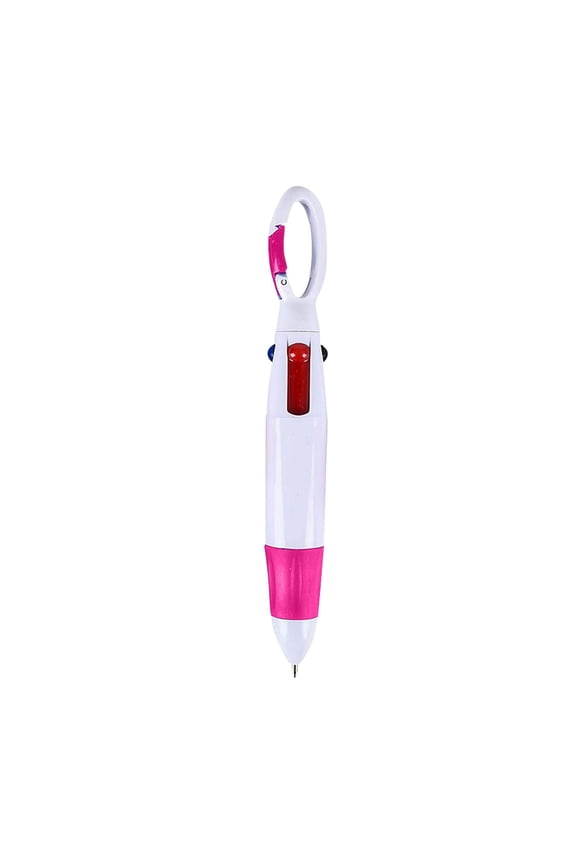 4 in 1 Multi Colored Ink Ballpoint Pen with Keychain, Pack of 1, Retractable Carabiner Clip Pen for Adults & students, School Supplies, Stocking Stuffers, Gifts (Blue, Green, Red, Black)