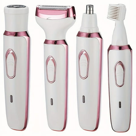 4 in 1 Multi-Function Electric Hair Remover Set - USB Rechargeable, Portable, Gentle, for Pubic Hair, Eyebrows, Nose, Face, Legs, Bikini Trimmer, Women's Gift, Mother's Day Gift