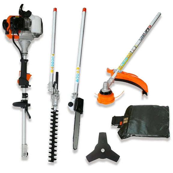4 in 1 Multi-Functional Trimming Tool, 52CC 2-Cycle Garden Tool System with Gas Pole Saw, Hedge Trimmer, Grass Trimmer, and Brush Cutter EPA Compliant,