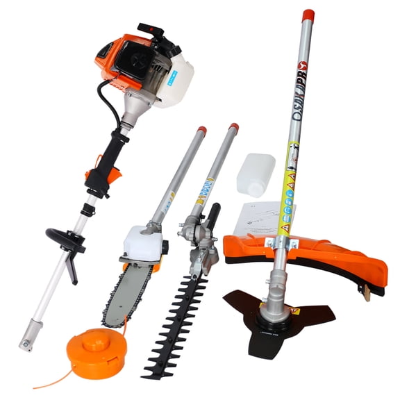 4 in 1 Multi-Functional Trimming Tool, 63CC 2-Cycle Garden Tool System with Gas Pole Saw, Hedge Trimmer, Grass Trimmer, and Brush Cutter EPA Compliant,