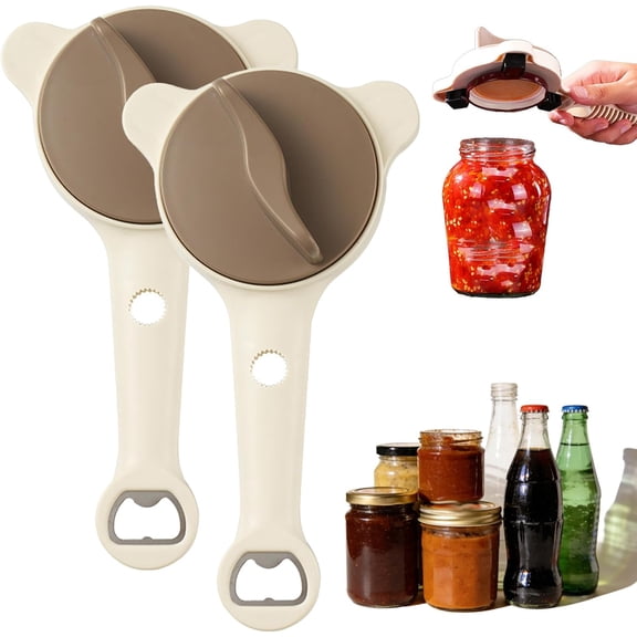 4 In 1 Multi Purpose Jar Opener, 2026 New Adjustable Three Claw Bottle Opener With Non Slip Teeth, Multi Size Lid Tool For Jars Cans, Easy Grip Jar Openers For Weak Hands Arthritis (2Pcs)