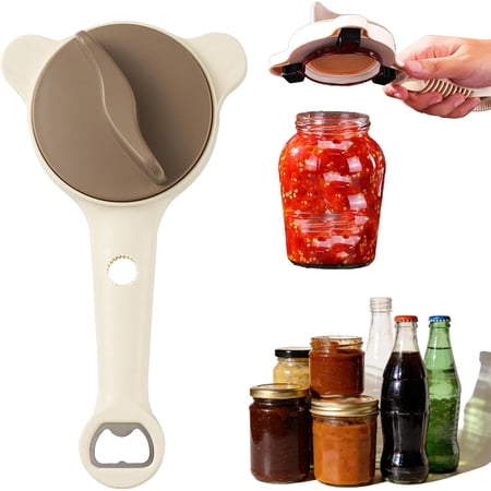 4 in 1 Multi-Purpose Jar Opener for Weak Hands, Adjustable Bottle Can Opener with Non-Slip Grip, Universal Lid Tool for Small Jars and Large Containers, Kitchen Gadgets for Elderly Arthritis (1 Pack)