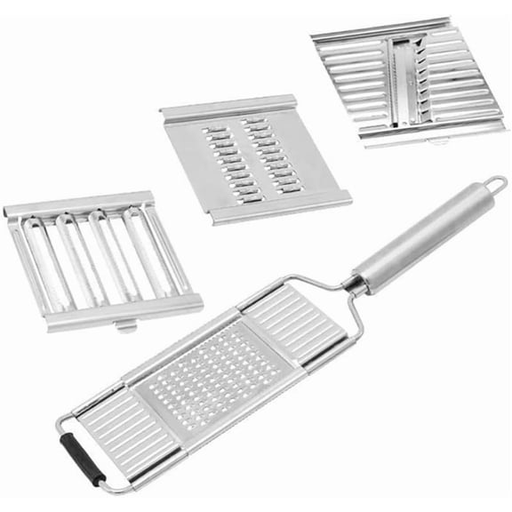 4 in 1 Multi-Purpose Vegetable Slicer Stainless Steel Cheese Grater Kitchen Hand-held Shredder Grater Slicer Adjustable Kitchen Tool for Vegetable Fruits
