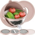 thumbnail image 1 of 4-1 Multifunctional Colander Set, Food Strainers and Colanders, Fruit Washing Bowl with Strainer, Rotatable Colander for Kitchen, 1 of 14