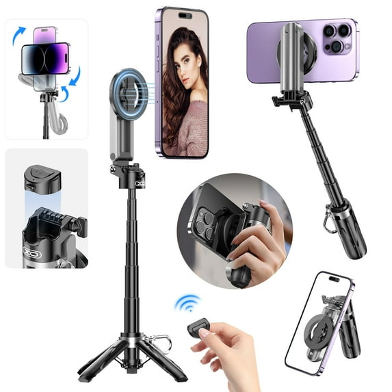 4 in 1 Multifunctional Magnetic Selfie Stick, Convenient and Expandable Tripod, Equipped with Wireless Remote Control, Suitable for Taking Photos, Live Streaming, and Vlogs
