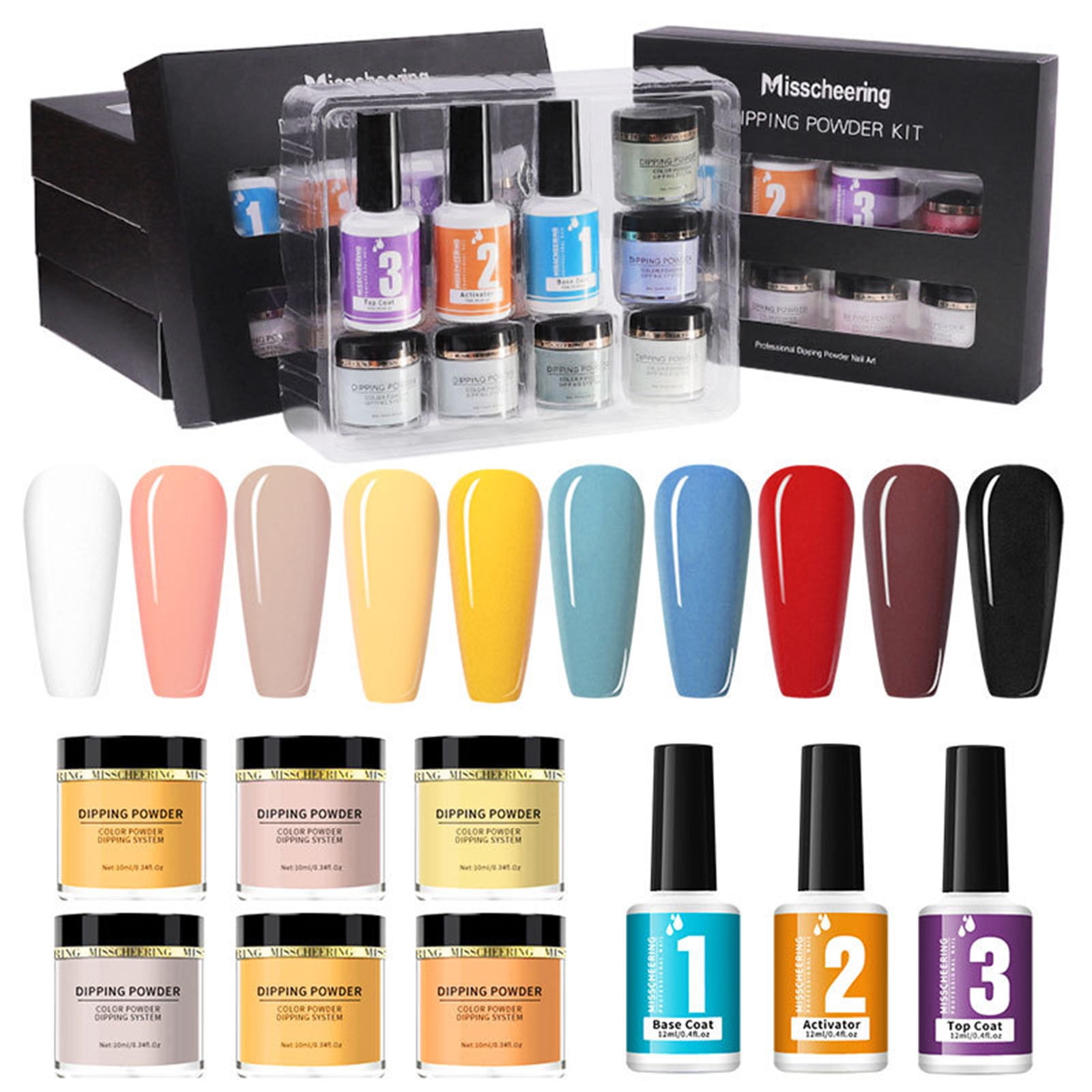 4 in 1 Nail Powder Set - 140g Fast-Drying Dip Powder for Natural & Fake