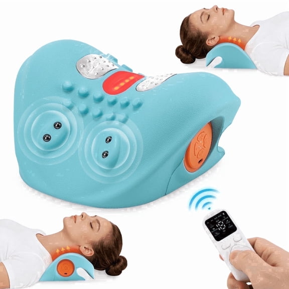 4 in 1 Neck and Shoulder Massager with Heat, Wireless Neck Massager, Adjustable 6 Modes 9 Intensities, Portable Pillow for Cervical Relaxation and Muscle Comfort