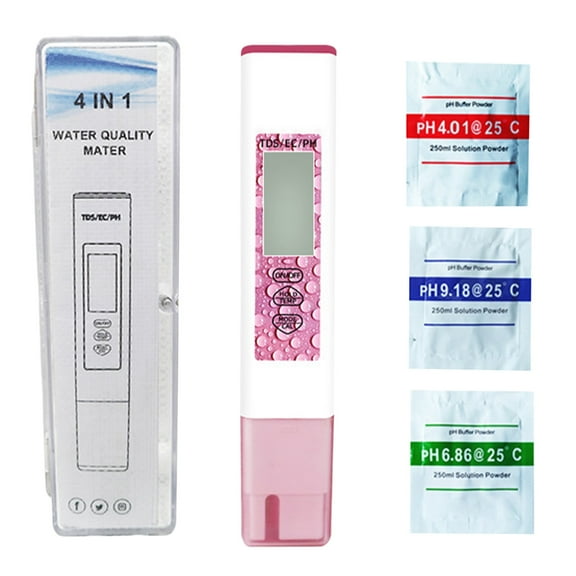 4 In 1 PH Meter Tester Pen 0.01 High Accuracy Fish Tank Water Quality Tester ± 2% Readout Accuracy 0-14 PH Measurement Range for Hydroponics Household Aquarium