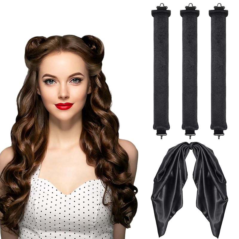 4 in 1 Pack Heatless Curling Rod, No Heat Hair Curlers to Sleep in ...