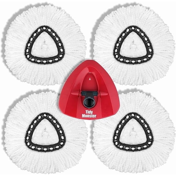 4+1 Pack Mop Replacement Heads for O-Ceda EasyWrin Spin Mop, Easy Cleaning Head Replacement, Microfiber Refills, with 1 Rotating Base (mop 3pc+Base 1pc)