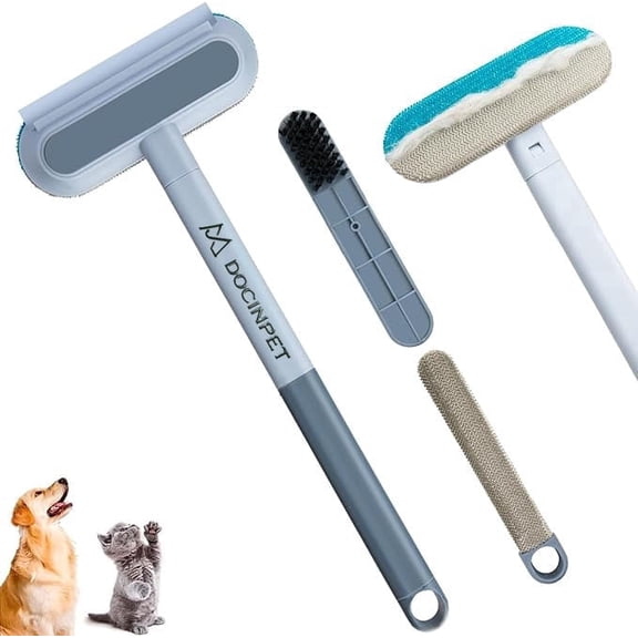 DOCINPET 4 IN 1 Pet Hair Remover，Reusable Lint Remover Brush，Cat and Dog Hair Remover for Furniture, Couch, Carpet, Clothing and Bedding - Portable, Multi-Surface Fur Removal Tool