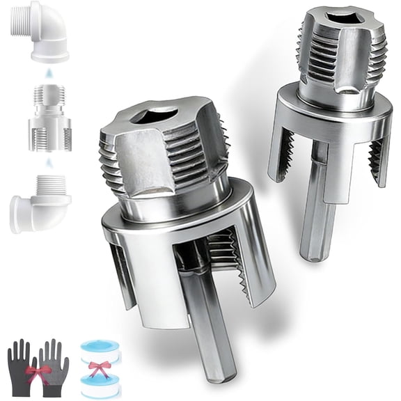 4 in 1 Pipe Thread Cutting Tool for 1/2 3/4 1in, Internal & External PVC/PPR/Plastic Pipe Threader, Carbon Steel Pipe Threading Tool for Electric Drill