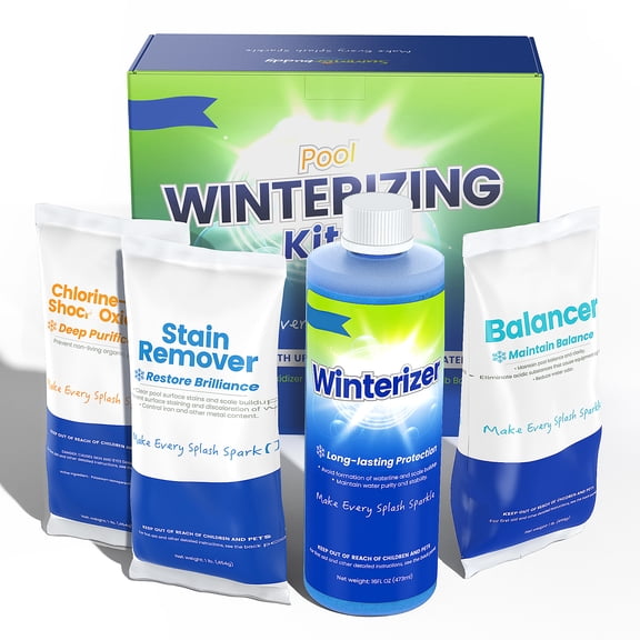 4 in 1 Pool Winterizing Kit for Above Ground Pool Handle Up to 15,000 Gallons, Pool Closing Kit, Winter Pool Closing Kit, Winterizer for Inground Pools