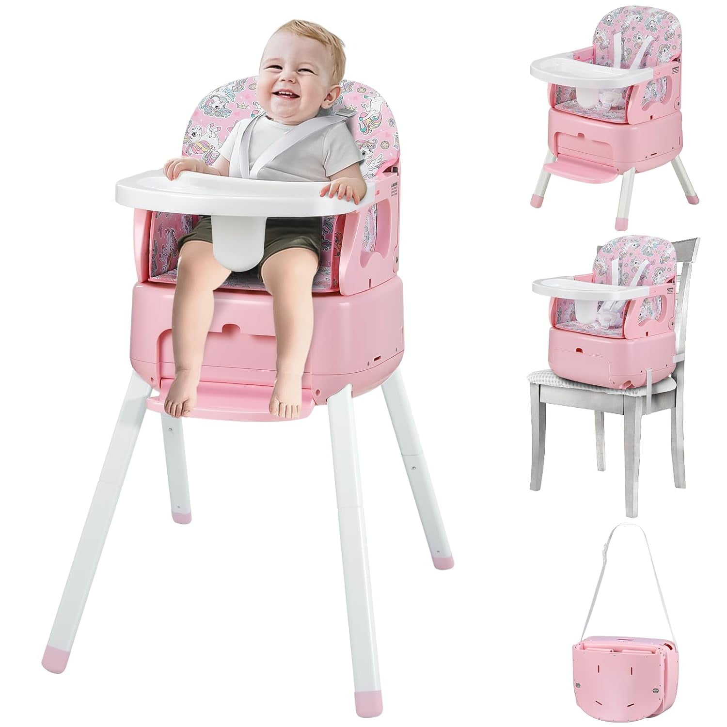 4 in 1 Portable Baby High Chair,Convertible Highchair for Babies